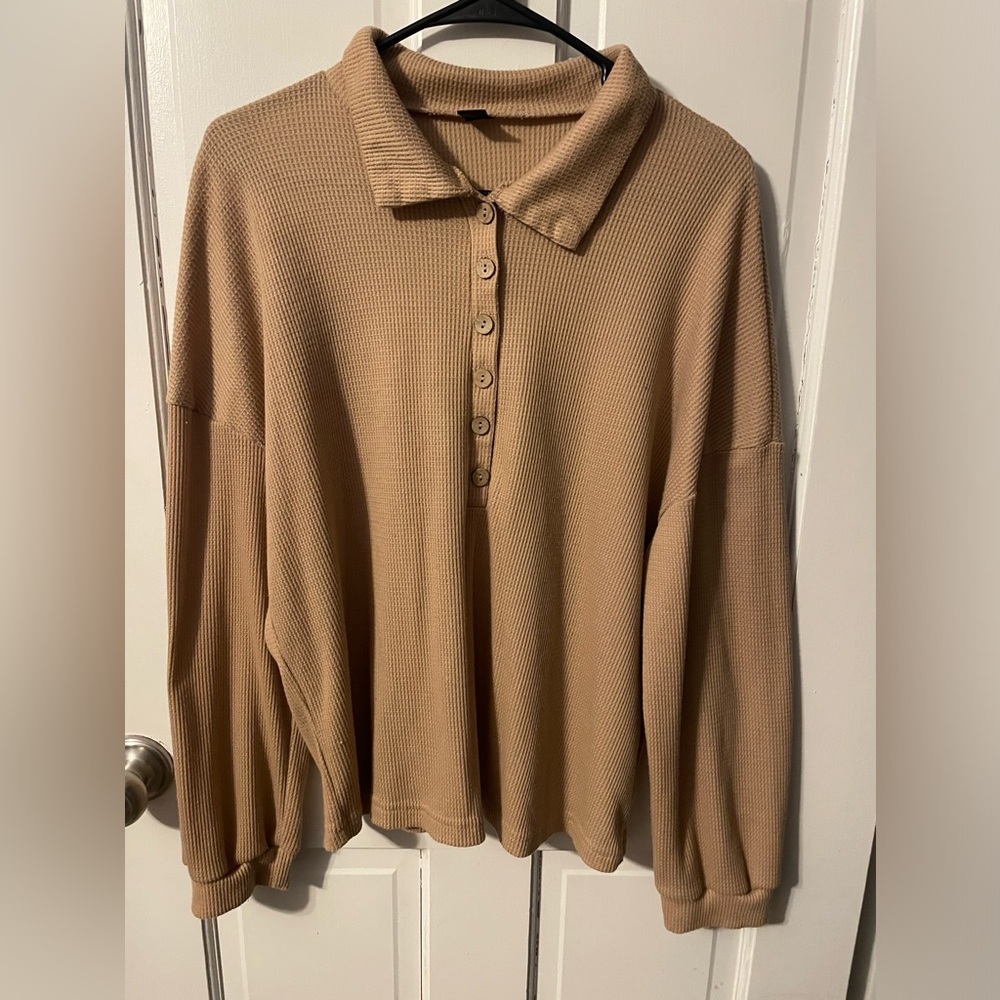 SHEIN Tan Ribbed Women's Sweater